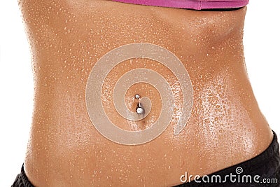 Sweaty woman stomach Stock Photo