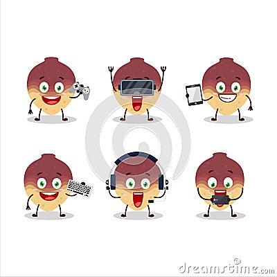 Swede cartoon character are playing games with various cute emoticons Vector Illustration