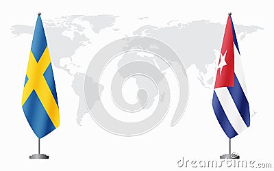 Sweden and Cuba flags for official meeting Vector Illustration