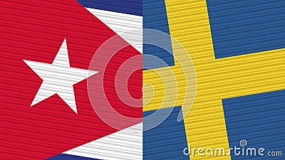 Sweden and Cuba Two Half Flags Together Stock Photo