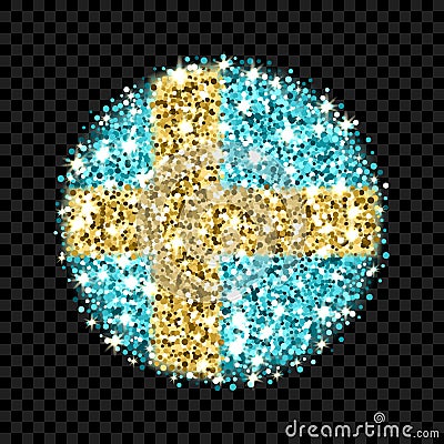 Sweden flag sparkling badge Vector Illustration