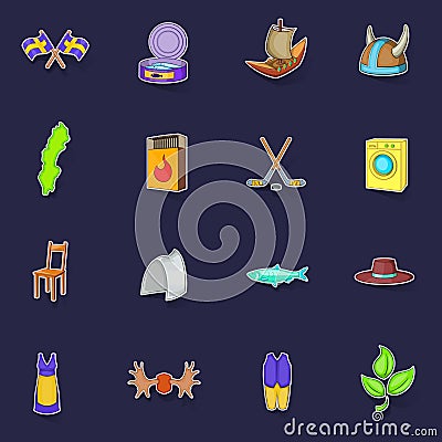 Sweden icons set vector sticker Vector Illustration