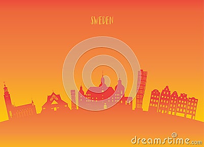 Sweden Landmark Global Travel And Journey paper background. Vector Design Template.used for your Vector Illustration