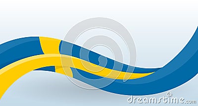 Sweden National flag. Waving unusual shape. Design template for decoration of flyer and card, poster, banner and logo Vector Illustration