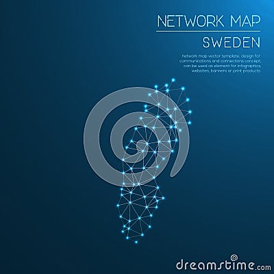 Sweden network map. Vector Illustration