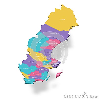 Sweden political map of administrative divisions Vector Illustration
