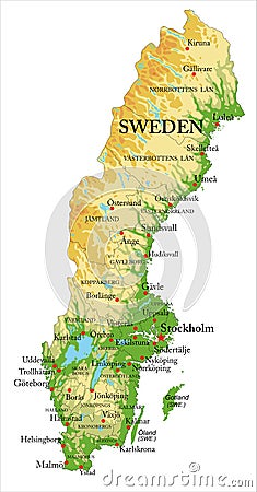 Sweden relief map Vector Illustration