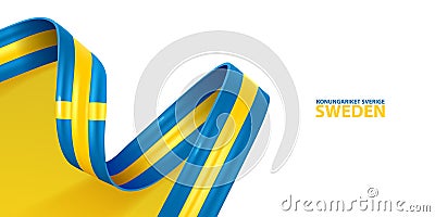 Sweden Ribbon Flag Vector Illustration