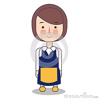 Sweden Scandinavian Europe cute traditional clothes fashion cartoon girl woman female wearing costume vector Vector Illustration