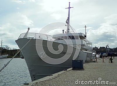 Sweden, Stockholm, passenger ship near the pier Editorial Stock Photo