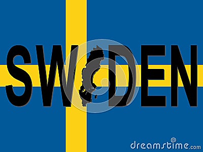 Sweden text with map Vector Illustration