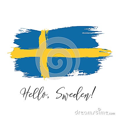 Sweden vector watercolor national country flag icon Vector Illustration