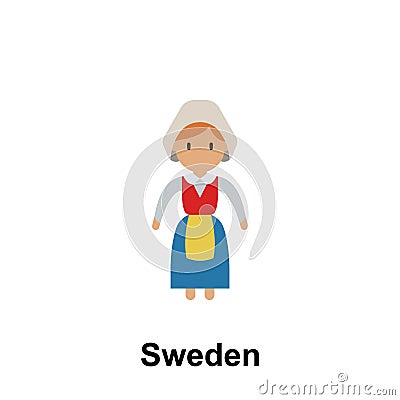 Sweden, woman cartoon icon. Element of People around the world color icon. Premium quality graphic design icon. Signs and symbols Stock Photo
