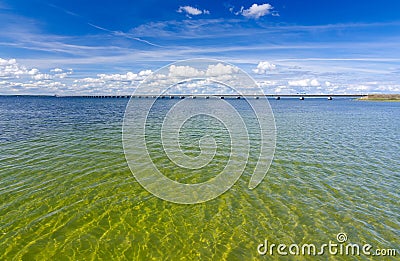 Swedish beach close to the Oland link bridge Stock Photo