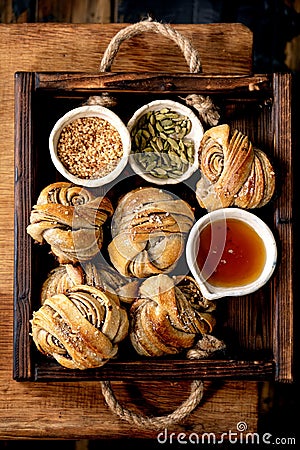 Swedish cardamom buns Kanelbulle Stock Photo