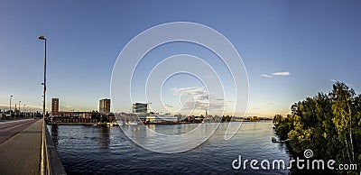 Swedish City of UmeÃ¥ with River Stock Photo