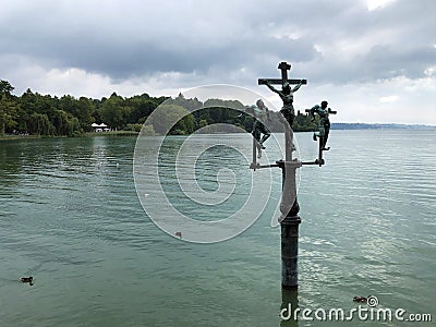 The Swedish Cross or Schwedenkreuz Flower Island Mainau on the Lake Constance or Die Blumeninsel im Bodensee Stock Photo