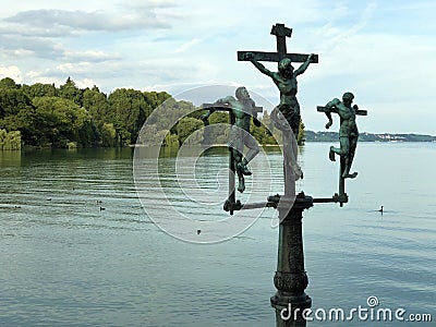 The Swedish Cross or Schwedenkreuz Flower Island Mainau on the Lake Constance or Die Blumeninsel im Bodensee Stock Photo