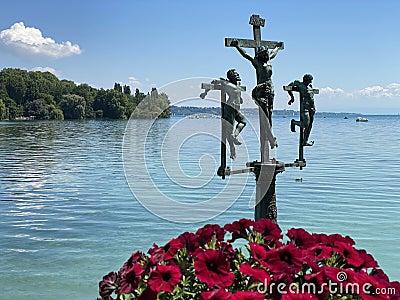 The Swedish Cross or Schwedenkreuz Flower Island Mainau on the Lake Constance or Die Blumeninsel im Bodensee - Constance, Germany Stock Photo