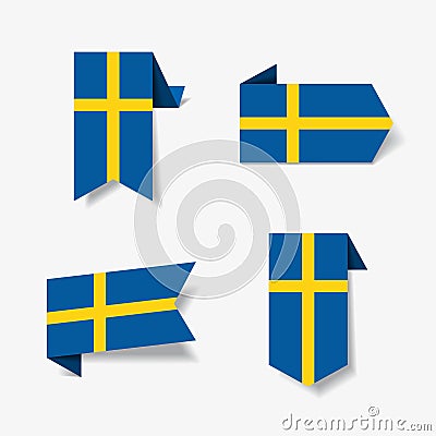 Swedish flag stickers and labels. Vector illustration. Vector Illustration