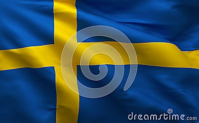 Swedish Flag, Sweden Colors 3D Render Stock Photo