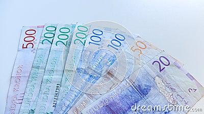 Swedish Krona banknotes SEK, money, currency of Sweden Editorial Stock Photo