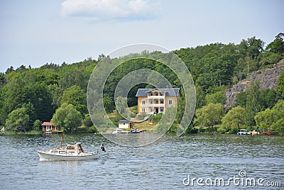 Swedish lakeside manor Stock Photo