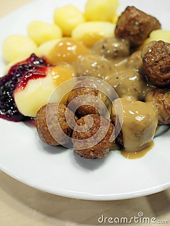 Swedish meatballs with potatoes Stock Photo
