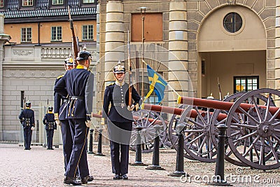 Swedish Royal Guard in Stockholm Palace Editorial Stock Photo