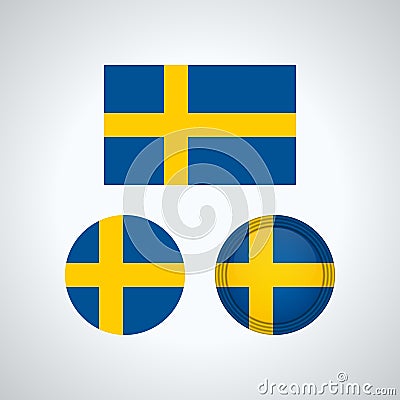 Swedish trio flags, illustration Vector Illustration