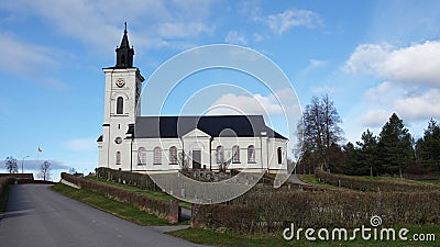 Swedish white wooden church of Lima in Dalarna Stock Photo