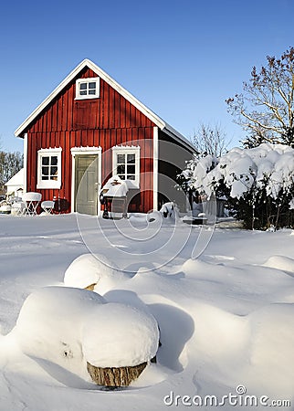 Swedish workhouse in winter season Stock Photo