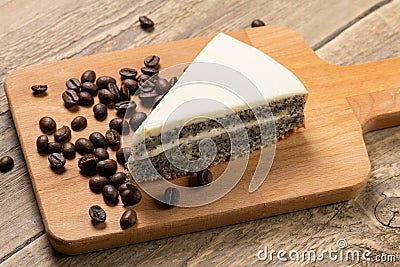 Sweeat piece of cake with dough with poppy seeds Stock Photo