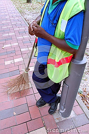 Sweeper and broom2 Stock Photo