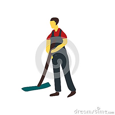 Sweeper icon vector isolated on white background, Sweeper sign , standing human or people cartoon character illustration Vector Illustration