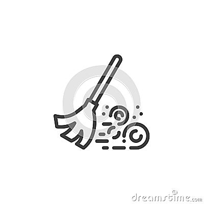 Sweeping broom line icon Vector Illustration