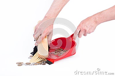 Sweeping up money Stock Photo