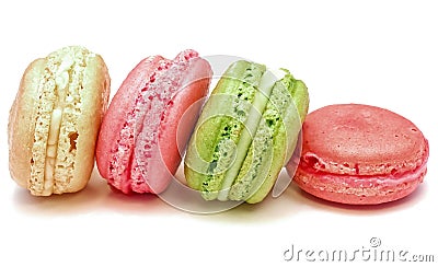 Sweet appetizing macaroon cookies on a white background. Stock Photo