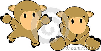 Sweet baby camel cartoon set Vector Illustration