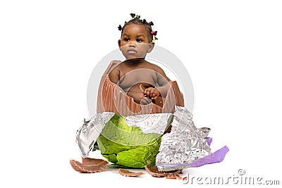 Baby inside an Easter egg Stock Photo