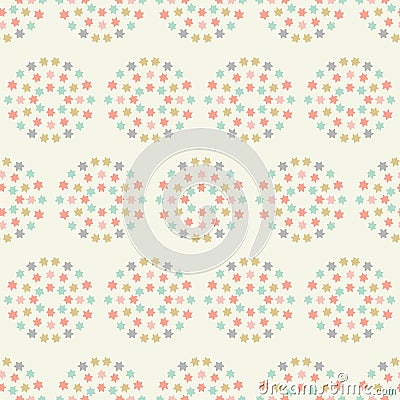 Sweet baby pastel star circles geometric seamless repeat pattern vector background. Vector Illustration