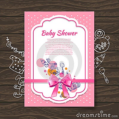 Sweet baby shower invitation Vector Illustration