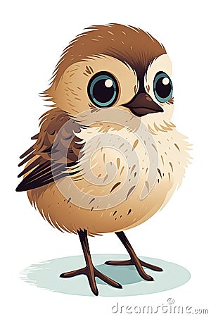 Sweet Baby Sparrow Illustration for Invitations and Scrapbooking. Stock Photo