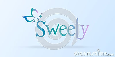 Sweet background with a butterfly silhouette and cute Vector Illustration