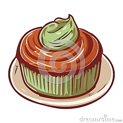 Sweet baked goods cupcake Vector Illustration