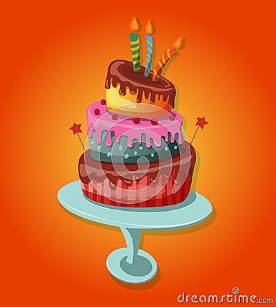 Sweet baked isolated cake. Vector Illustration