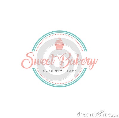 Sweet Bakery and Dessert Logo, Sign, Emblem, Flat Vector Design Vector Illustration