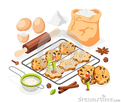 Sweet Bakery Isometric Composition Vector Illustration