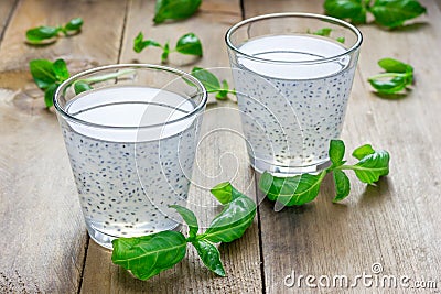 Sweet basil seed drink in glass Stock Photo