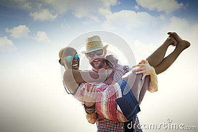 Sweet Beach Summer Holiday Couple Love Concept Stock Photo